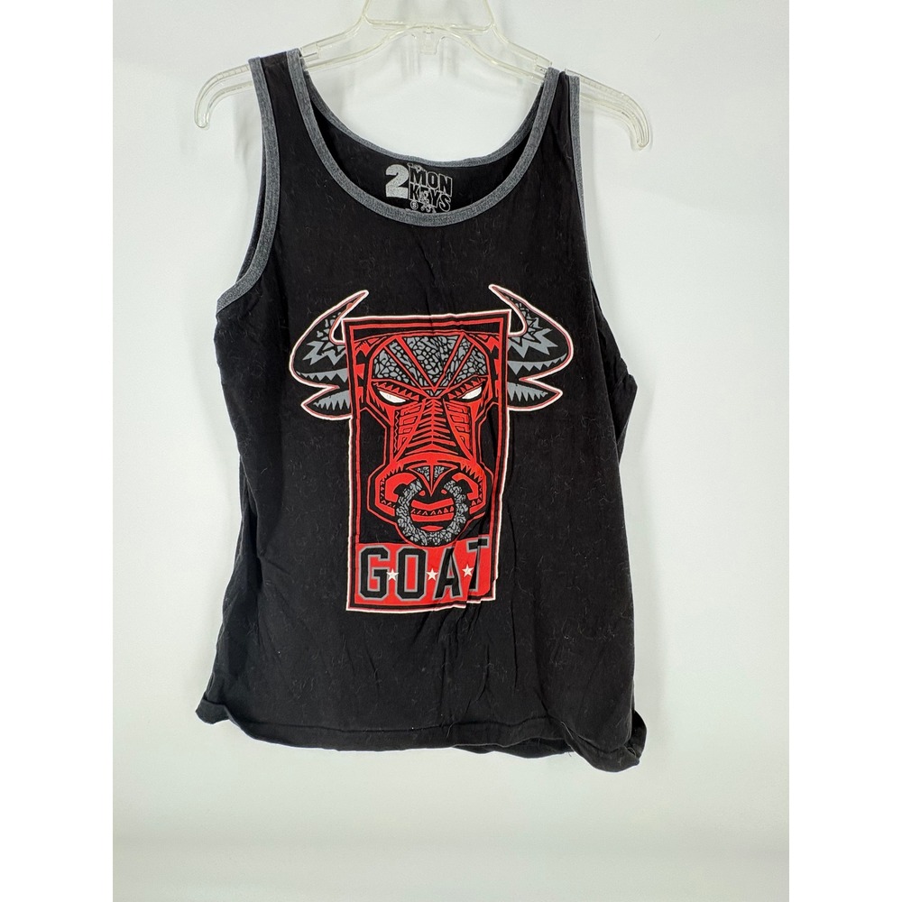 2 Monkeys GOAT‎ Bull Graphic Tank Top Men's Size S Black 
Sleeveless Shirt